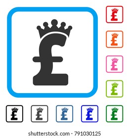 Pound Crown icon. Flat gray iconic symbol in a light blue rounded frame. Black, gray, green, blue, red, orange color variants of Pound Crown vector. Designed for web and software UI.