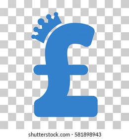 Pound Crown vector pictogram. Illustration style is a flat iconic cobalt symbol on a transparent background.