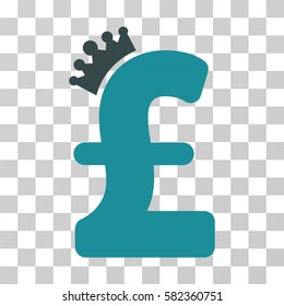 Pound Crown vector pictogram. Illustration style is a flat iconic bicolor soft blue symbol on a transparent background.
