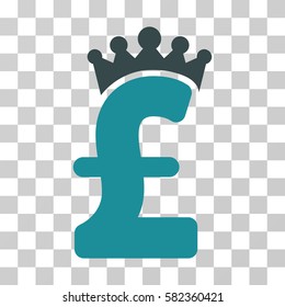 Pound Crown vector pictograph. Illustration style is a flat iconic bicolor soft blue symbol on a transparent background.