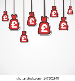 pound currency bag hand background vector