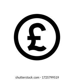 pound currency coin black for icon isolated on white, pound money for app symbol, simple flat pound money, currency digital pound coin for financial concept, vector