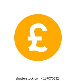 pound currency coin orange for icon isolated on white, pound money for app symbol, simple flat pound money, currency digital pound coin for financial concept, vector