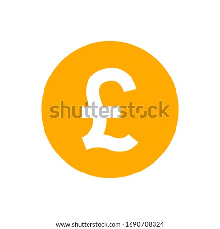 pound currency coin orange for icon isolated on white, pound money for app symbol, simple flat pound money, currency digital pound coin for financial concept, vector