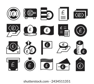 Pound currency money icons set vector illustration