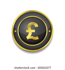 Pound Currency Sign Circular Vector Golden Black Web Icon Button