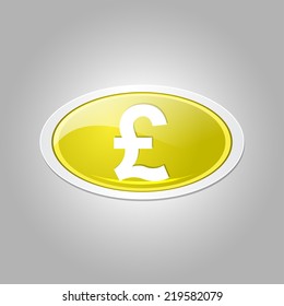 Pound Currency Sign Circular Vector Yellow Web Icon Button