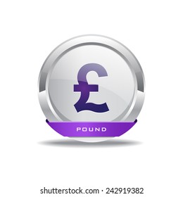 Pound Currency Sign Circular Vector Purple Web Icon Button