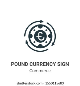 Pound currency sign in counterclockwise circle of arrows vector icon on white background. Flat vector pound currency sign in counterclockwise circle of arrows icon symbol sign from modern commerce 