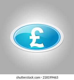 Pound Currency Sign Elliptical Vector Blue Web Icon Button