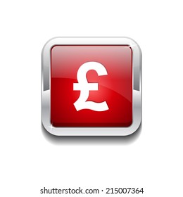 Pound Currency Sign Rounded Rectangular Vector Red Web Icon Button