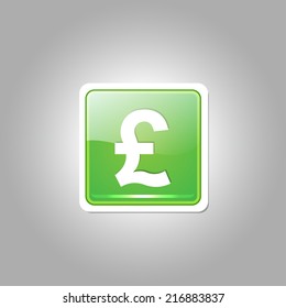 Pound Currency Sign Rounded Rectangular Vector Green Web Icon Button
