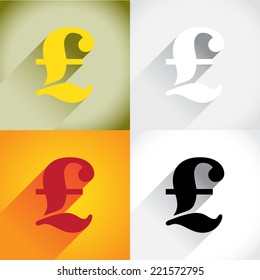 Pound, currency symbol in flat style