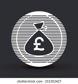 Pound currency symbol. Money bag icon. Made in vector illustration