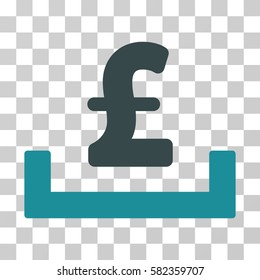 Pound Deposit Placement vector pictogram. Illustration style is a flat iconic bicolor soft blue symbol on a transparent background.