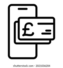 Tarjeta de débito digital de libras integrada con el icono del teléfono móvil