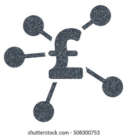 Pound Distribution grainy textured icon for overlay watermark stamps. Flat symbol with unclean texture. Dotted vector smooth blue ink rubber seal stamp with grunge design on a white background.