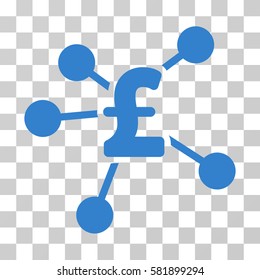 Pound Distribution vector pictogram. Illustration style is a flat iconic cobalt symbol on a transparent background.
