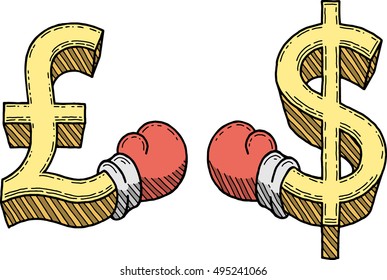 Pound and dollar signs boxing (vector)