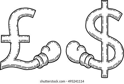 Pound and dollar signs boxing (vector)