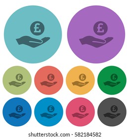 Pound earnings darker flat icons on color round background
