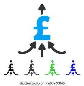 Pound Financial Aggregator flat vector illustration. Colored pound financial aggregator gray, black, blue, green icon versions. Flat icon style for application design.