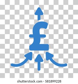 Pound Financial Aggregator vector pictogram. Illustration style is a flat iconic cobalt symbol on a transparent background.