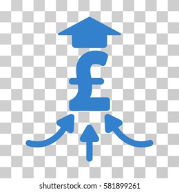 Pound Financial Aggregator vector pictogram. Illustration style is a flat iconic cobalt symbol on a transparent background.