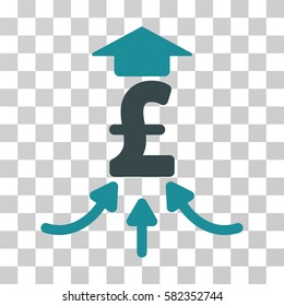 Pound Financial Aggregator vector pictograph. Illustration style is a flat iconic bicolor soft blue symbol on a transparent background.