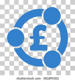 Pound Financial Collaboration vector pictograph. Illustration style is a flat iconic cobalt symbol on a transparent background.