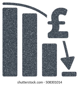 Pound Financial Epic Fail grainy textured icon for overlay watermark stamps. Flat symbol with dust texture. Dotted vector smooth blue ink rubber seal stamp with grunge design on a white background.