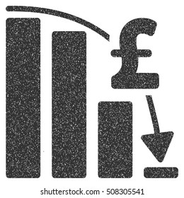 Pound Financial Epic Fail grainy textured icon for overlay watermark stamps. Flat symbol with scratched texture. Dotted vector gray ink rubber seal stamp with grunge design on a white background.