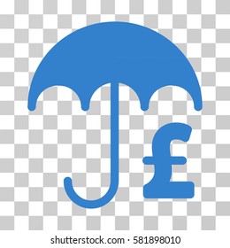 Pound Financial Umbrella vector icon. Illustration style is a flat iconic cobalt symbol on a transparent background.