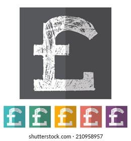 Pound flat icon set, GBP currency symbol. Vector 