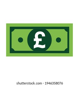 Pound flat icon sign vector. Paper money symbol isolated on white background, Business graphic illustration .