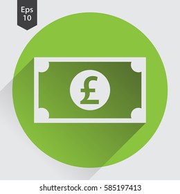 Pound Flat Icon. Simple Sign Of Paper Money. Vector Illustrated Symbol