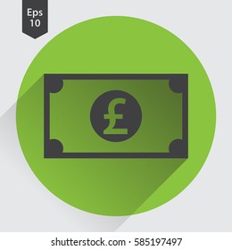 Pound Flat Icon. Simple Sign Of Paper Money. Vector Illustrated Symbol
