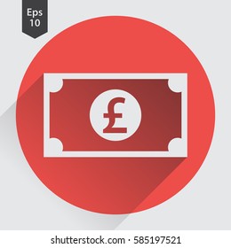 Pound Flat Icon. Simple Sign Of Paper Money. Vector Illustrated Symbol