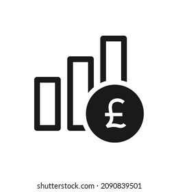 Pound growth. Money increase chart icon design isolated on white background. Vector illustration