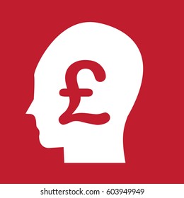 Pound head icon on red background