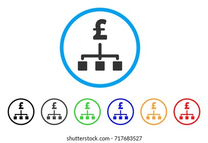 Pound Hierarchy rounded icon. Style is a flat pound hierarchy grey symbol inside light blue circle with black, gray, green, blue, red, orange color versions.