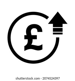 Pound High Symbol, Cost Increase Icon. Growth Profit Bussiness Sign Vector Illustration .