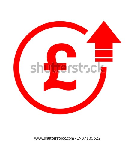 Pound high symbol, cost increase icon. Growth profit bussiness sign vector illustration .