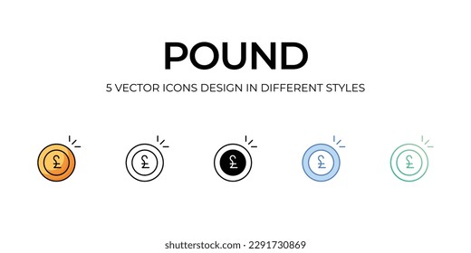 Pound Icon Design in Five style with Editable Stroke. Line, Solid, Flat Line, Duo Tone Color, and Color Gradient Line. Suitable for Web Page, Mobile App, UI, UX and GUI design.