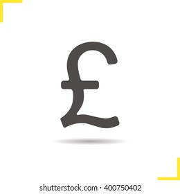 Pound icon. Drop shadow gbp silhouette symbol. Great Britain national currency sign. Vector isolated illustration