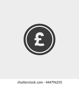 Pound icon in a flat design in black color. Vector illustration eps10