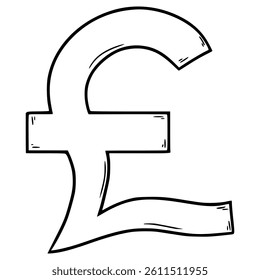pound icon illustration hand drawn outline vector