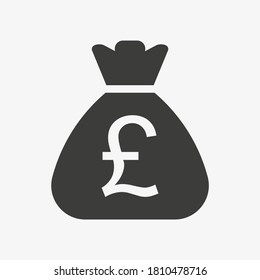 Pound icon. Money bag flat icon vector pictogram. Sack with UK pound isolated on white background. British currency symbol.