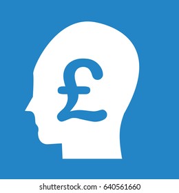 Pound icon on blue background