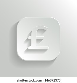 Pound Icon on White Button. Vector Money Symbol.